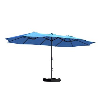 15ft Extra-Large Outdoor Market Double-Sided Fade Resistant & UV Resistant Patio Umbrella with Base