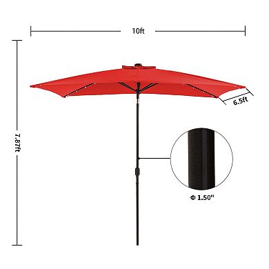 10 ft. x 6.5 ft. Rectangular Lighted Market Umbrella with Waterproof and UV Resistant