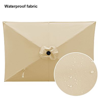 10 ft. x 6.5 ft. Rectangular Lighted Market Umbrella with Waterproof and UV Resistant