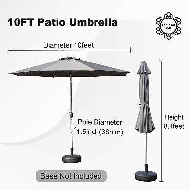 7.5/9/10 ft Market Patio Umbrella with Push Button Tilt and Crank Durable UV Resistant Fabric