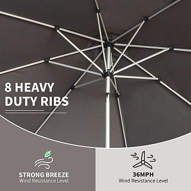 7.5/9/10 ft Market Patio Umbrella with Push Button Tilt and Crank Durable UV Resistant Fabric