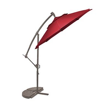 10 ft. Outdoor Cantilever Hanging Patio Umbrella Waterproof and UV Resistant with Solar LED
