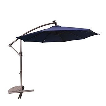 10 ft. Outdoor Cantilever Hanging Patio Umbrella Waterproof and UV Resistant with Solar LED