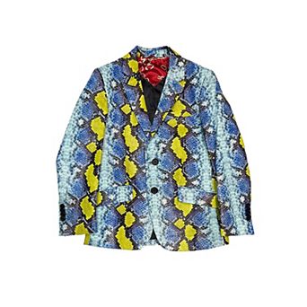 Elie Balleh Boys Slim Fit Snakeskin Jacket Print Blazer
