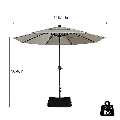 10 ft. Aluminum Patio Market Umbrella Features UV Resistant with Double Airvent