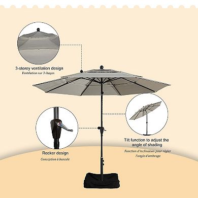 10 ft. Aluminum Patio Market Umbrella Features UV Resistant with Double Airvent