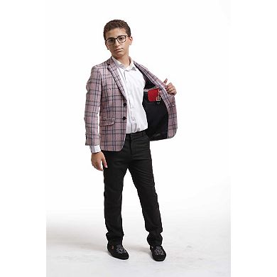 Elie Balleh Boys Slim Fit Plaid Jacket
