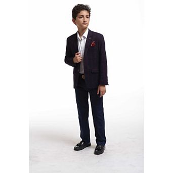 Elie Balleh Boys Slim Fit Plaid Jacket