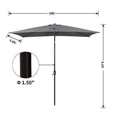 10 ft. x 6.5 ft. Rectangular Market Umbrella with Waterproof and UV Resistant
