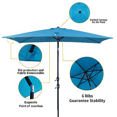 10 ft. x 6.5 ft. Rectangular Market Umbrella with Waterproof and UV Resistant