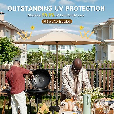 7.5/9/10 ft Market Patio Umbrella with Push Button Tilt and Crank Durable UV Resistant Fabric