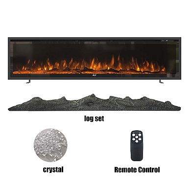 50/60/72 in. Wall Mounted Standing Electric Heater Electric Fireplace in Black