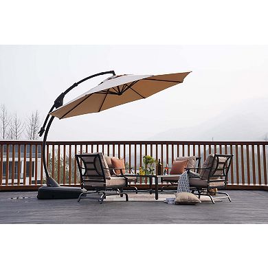 12ft Octagon Cantilever Patio Umbrella Fade & UV Resistant 360° Rotation & Adjustable Tilt w/ Base