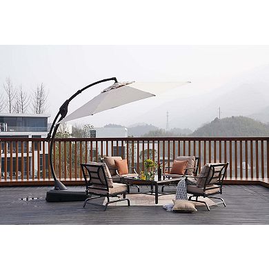 12ft Octagon Cantilever Patio Umbrella Fade & UV Resistant 360° Rotation & Adjustable Tilt w/ Base