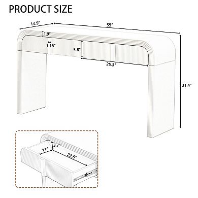 Homy Casa Console Table with 2 Grooved Drawers, Rounded Entryway Table for Hallway & Living Room