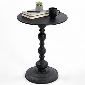 Homy Casa Vintage Metal Round End Table, Small Side Table for Living Room & Bedroom