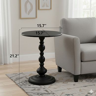 Homy Casa Vintage Metal Round End Table, Small Side Table for Living Room & Bedroom