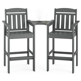 Tall Adirondack Chairs Outdoor Patio Bistro Chair with Connecting Tray