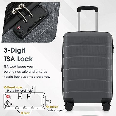 20Inch Hardshell ABS Carry on Luggage Durable Expandable Suitcase with Spinner Wheels TSA Lock