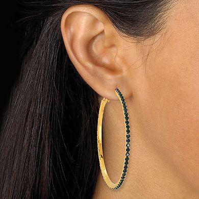 PalmBeach Jewelry 4 Pair Colorful Crystal Goldtone Hoop Earrings, 2 3/10 inches