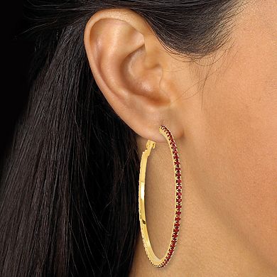 PalmBeach Jewelry 4 Pair Colorful Crystal Goldtone Hoop Earrings, 2 3/10 inches