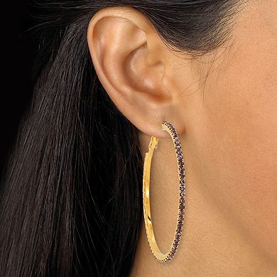 PalmBeach Jewelry 4-Pair Multi-Color Oversized Crystal Hoop Earrings, 2 3/10 Inches