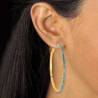 PalmBeach Jewelry 4-Pair Multi-Color Oversized Crystal Hoop Earrings, 2 3/10 Inches