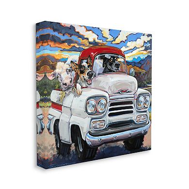 Stupell Home Decor Cattle Dogs Driving Rustic Truck Canvas Wall Art