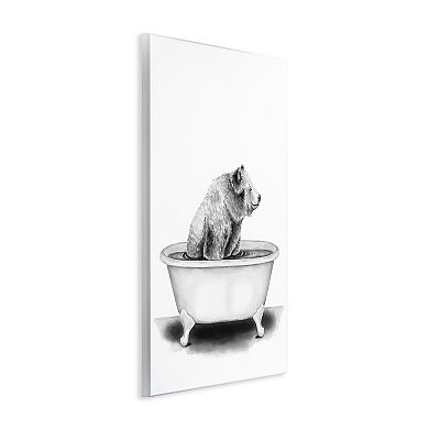 Stupell Home Decor Bear In Tub Rustic Bathroom Wall Art
