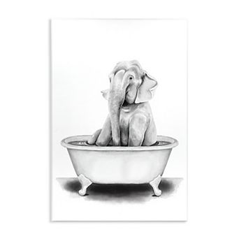 Stupell Home Decor Elephant In Tub Funny Wall Art