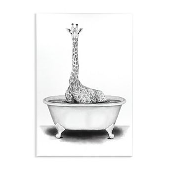 Stupell Home Decor Giraffe In Tub Funny Wall Art