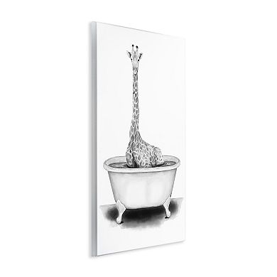Stupell Home Decor Giraffe In Tub Funny Wall Art