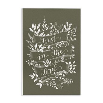 Stupell Home Decor Trust in The Lord Ribbon Botanical Wall Art