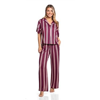 Women's Lilac+London Print Short Sleeve Pajama Top & Pajama Pants Set