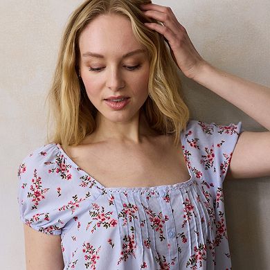 Women's LC Lauren Conrad Puff Sleeve Square Neck Blouse