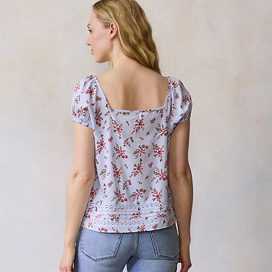 Women's LC Lauren Conrad Puff Sleeve Square Neck Blouse