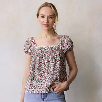 Women's LC Lauren Conrad Puff Sleeve Square Neck Blouse