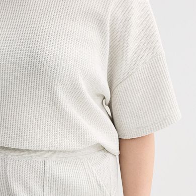 Juniors' Plus Size SO Waffle Scoop Neck T-Shirt