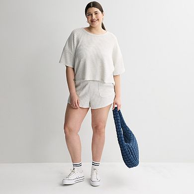 Juniors' Plus Size SO Waffle Scoop Neck T-Shirt