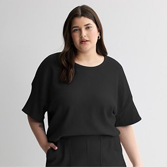 Juniors' Plus Size SO® Waffle Scoop Neck T-Shirt