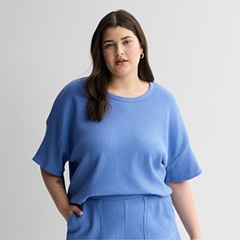 Juniors' Plus Size SO® Waffle Scoop Neck T-Shirt