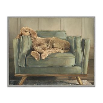 Stupell Home Decor Labradoodle Lounging on Sofa Wall Art