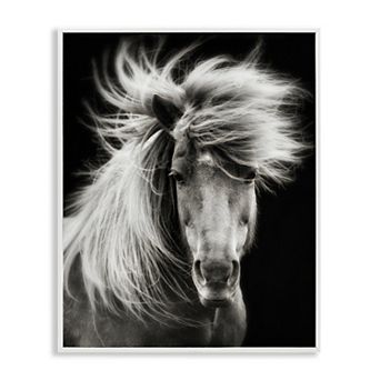 Stupell Home Decor Windblown Mane Horse on Black Wall Art