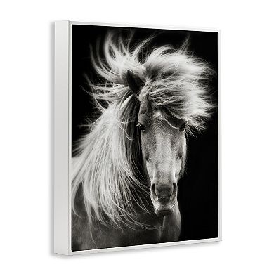 Stupell Home Decor Windblown Mane Horse on Black Wall Art