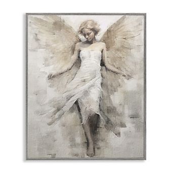 Stupell Home Decor Ivory Abstract Angel Framed Giclee Wall Art