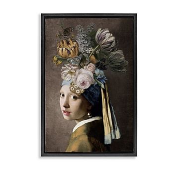 Stupell Home Decor Classic with Vintage Blooms Framed Floating Canvas Wall Art