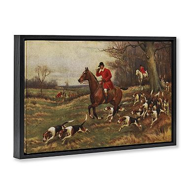 Stupell Home Decor Vintage Hunting Party Dogs Framed Floating Canvas Wall Art
