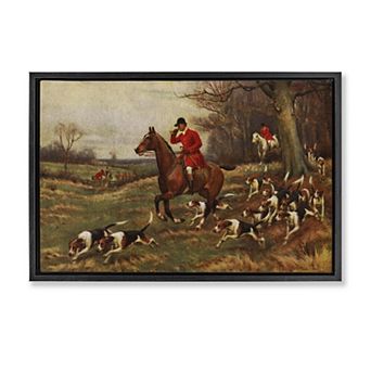 Stupell Home Decor Vintage Hunting Party Dogs Framed Floating Canvas Wall Art