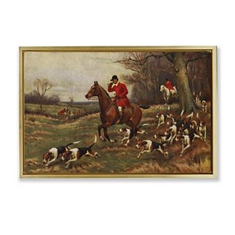 Stupell Home Decor Vintage Hunting Party Dogs Framed Floating Canvas Wall Art