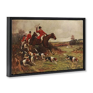Stupell Home Decor Hunting Dogs in Countryside Framed Floating Canvas Wall Art
